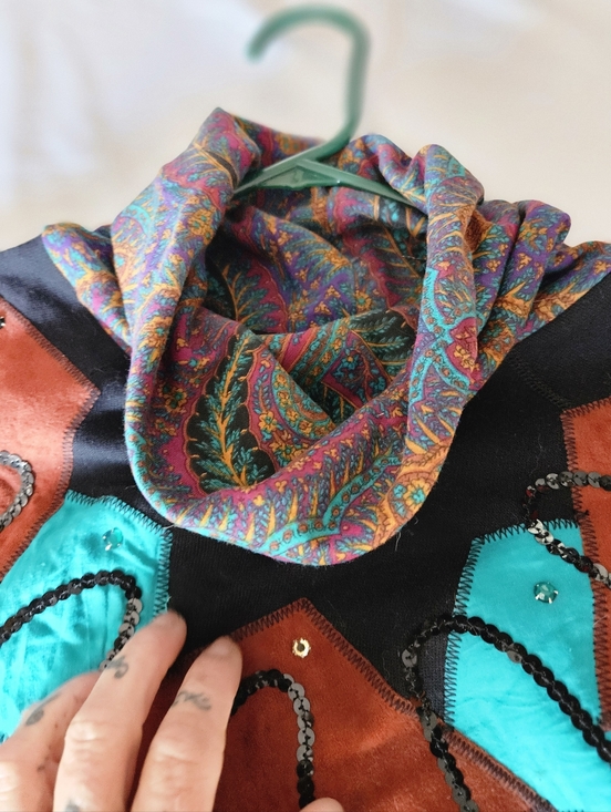 Tultex Black Sweater with Multicolor Paisley Yoke - Picture 2 of 4